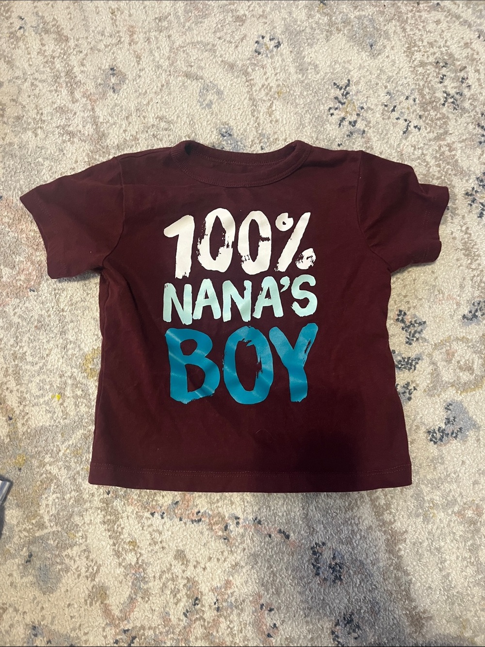 The Children's Place Maroon Tee with White & Teal Graphic